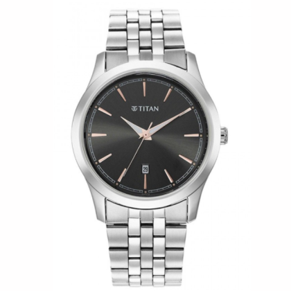 Titan Trendsetters 1823SM01 Anthracite Dial Stainless Steel Strap Analog Men Watch